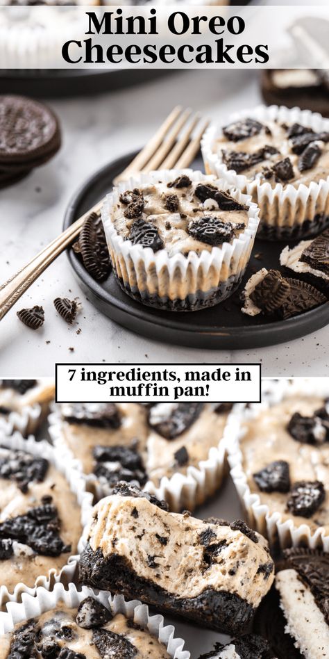 I’ve been told these oreo cheesecake bites are “lip-smacking good”! They should come with a warning label though, that says: only make these oreo cheesecake cupcakes if you’re comfortable being complimented and prepared to be begged for more! Diy Mini Cheesecake, Oreo Cheesecake Bites No Bake, Oreo Dessert Recipes Easy 3 Ingredients, Mini Cheese Cakes Muffin Tins, Mini Oreo Cheesecake Cupcakes, Gluten Free Oreo Cheesecake, Oreo Deserts, Oreo Cheesecake Filling, Desserts To Share