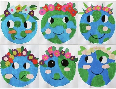 Earth Day Recycled Art, Earth Day Art Projects Elementary, Earth Day Art Projects For Kids, Earth Day Art For Kids, April Art Projects For Kids, Earth Day Art Projects, Earth Art Projects, Earth Day Preschool Activities, Earth Day Art