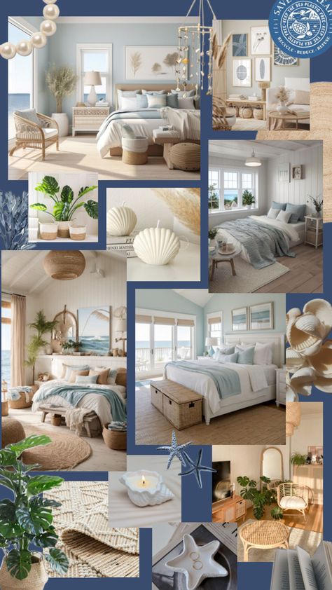 Coastal vibes, beach inspo, sea room, ocean, calm, blue and soft colours, Sea Bedrooms, Coastal Design Style, Spain House, Living Room Decor Brown Couch, Beach House Interior Design, Beach Inspo, Deco Studio, Living Room Decor Colors, About School