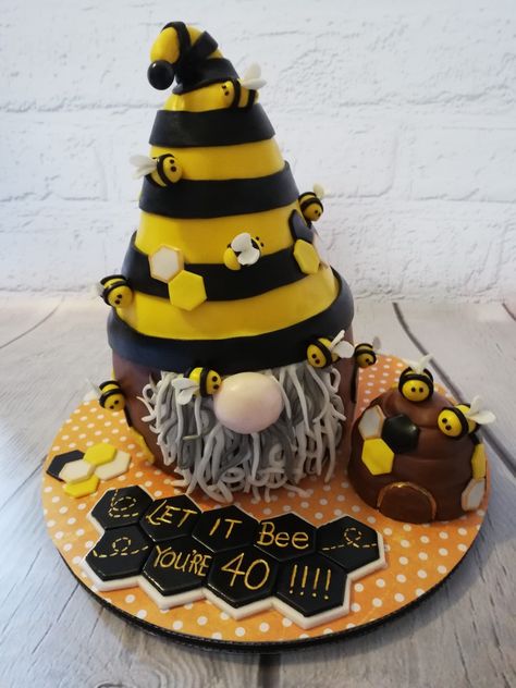 Gonk bee cake.chocolate mud cake,swiss meringue buttercream. #gonk#bee#chocolate cake#swiss meringue buttercream Gonk Cake Ideas, Gonk Birthday Cakes, Gonk Cake, Tomte Gnome Cake, Gnome Birthday Cake, Gnome Cake, Gnome Cake Ideas, Clay Gonk Gnome, Gonk Gnome Pottery