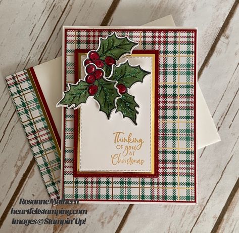 Plaid Christmas Card, Stampin Up Weihnachten, Simple Christmas Cards, Homemade Christmas Cards, Stampin Up Christmas Cards, Christmas Card Crafts, Stampin Up Christmas, Diy Christmas Cards, Coast To Coast