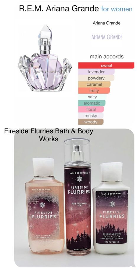 Fireside Flurries Perfume, Fireside Flurries Bath And Body Works, R.e.m Perfume, Ariana Grande Fragrance, Winter Fragrance, Xmas Presents, Bath Body Works, Bath Body, Smell Good