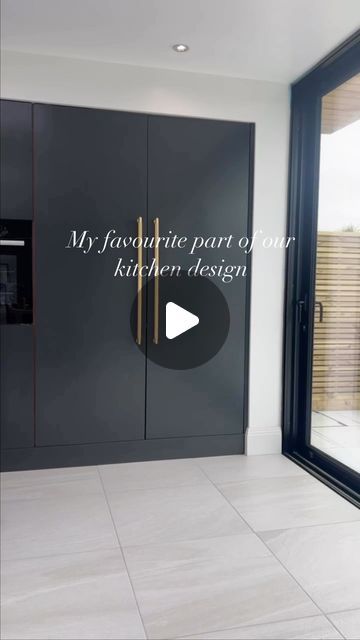 Lauren Barker on Instagram: "My favourite part of our kitchen design…..the breakfast pantry with pocket doors!! A lot of concern over on TikTok that the oven won’t open because the handle is in the way……I can confirm the handle is not in the way and the oven still opens! 🤣 We have thought of everything! 

#kitchendesign #pocketdoors #blackkitchen #bespokekitchen #reno #openplanliving #kitcheninspo #kitchensofinstagram #modernkitchen #kitchenremodel #kitchenextension #modernhome" Pocket Door Breakfast Larder, Kitchen Pantry Pocket Door, Black Pocket Doors, Pantry With Pocket Door, Pocket Doors Kitchen, Pocket Door Kitchen, Pocket Door Pantry, Breakfast Pantry, Pocket Kitchen