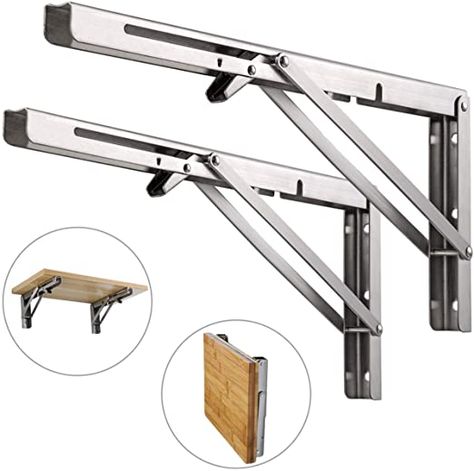 Folding Shelf Brackets 18 Inch Heavy Duty Stainless Steel Collapsible Wall Mounted Shelf for DIY Bracket,Folding Bench,Work Table, Space Saving Max Load 360lb 2pcs with Screws: Amazon.ca: Tools & Home Improvement Collapsible Wall, Wall Mounted Folding Table, Folding Shelf Bracket, Collapsible Shelves, Wood Folding Table, Folding Shelf, Painted Benches, Heavy Duty Shelf Brackets, Folding Bench