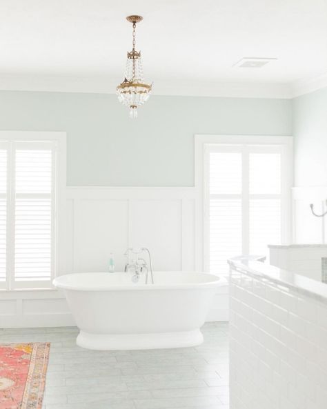 sherwin williams window pane paint color Sea Salt Sherwin Williams, Spa Like Bathroom, Bathroom Paint Colors, Sherwin Williams Paint Colors, Bathroom Color, Girls Bathroom, Trendy Bathroom, Bathroom Spa, Bathroom Redo