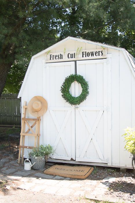 Modern Potting Shed, Shed Conversion Ideas, White Shed, Home Decor Ideas Modern, Potting Benches, Shed Makeover, Backyard Storage Sheds, Acre Homestead, Shed Construction