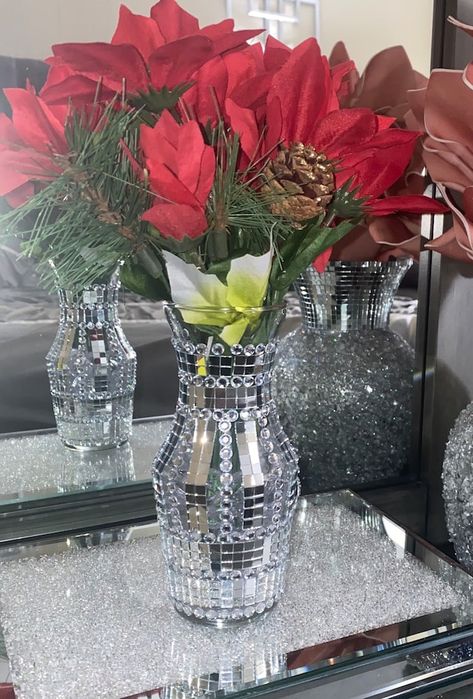 View Luxury Vases by LeosFinestGlam on Etsy Luxury Vase, Mirror Tile, Mosaic Mirror, Interior D, Glam Decor, Mirror Tiles, Wine Festival, Wedding Table Centerpieces, Housewarming Gifts