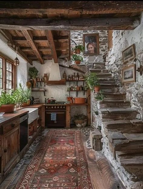 Cob House, Stone Walls, Stone Cottage, Cozy Farmhouse, Tiny House Cabin, Dream House Interior, Stone Houses, Pretty House, Dream House Decor