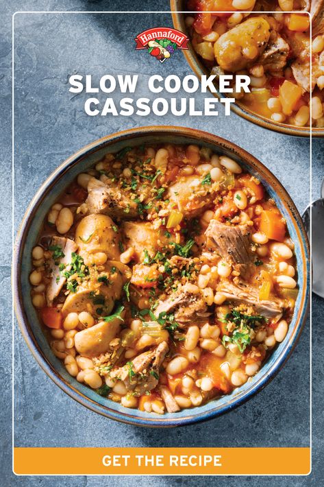 The slow cooker makes this hearty French stew the ultimate comfort dish that comes together with minimal effort. Slow Cooker Chicken Stew Recipes Healthy, Cassoulet Recipe Slow Cooker, Hearty Slow Cooker Chicken Stew, Slow Cooker Chicken Butternut Squash Stew, Slow Cooker Cassoulet, Curried Butternut Squash Soup Crockpot, Chicken Cassoulet Recipe, Chicken Cassoulet, French Stew