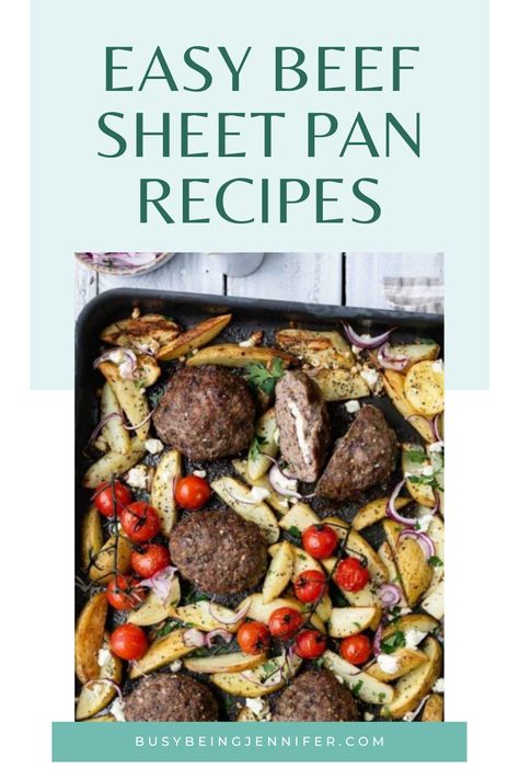 Easy Beef Sheet Pan Recipes -  In the mood for something delicious, but need something you can throw together quickly? These Easy Beef Sheet Pan Recipes are just the resource to find the perfect meal! Sheet Pan Meals Beef, Beef Sheet Pan Recipes, Hamburger Sheet Pan Dinners, Meatloaf Dinner, Pan Cooking, Dinners Recipes, Beef Filet, Beef Fajitas, Easy Sheet Pan Dinners