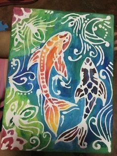 Batik Diy, Paint And Canvas, Batik Painting, Tie Dye Crafts, 5th Grade Art, Batik Art, Batik Design, Time Painting, Wolf Design