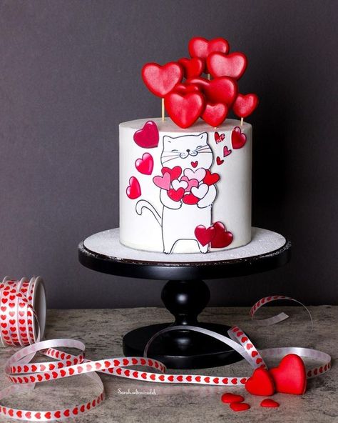 Cake Designs For Girl, Fondant Cake Designs, Cake Decorating For Beginners, Heart Cakes, Spring Cake, Cartoon Cake, Valentines Day Cakes, Valentine Cake, Cake Trends