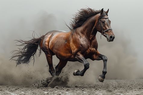 Galloping Brown Horse in Hurufia Style Horse Dynamic Pose, Horse Poses, Horse Photography Poses, Horses Photography, Tiger Images, Inspirational Digital Art, Horse Oil Painting, Animal Inspiration, Photography Movies