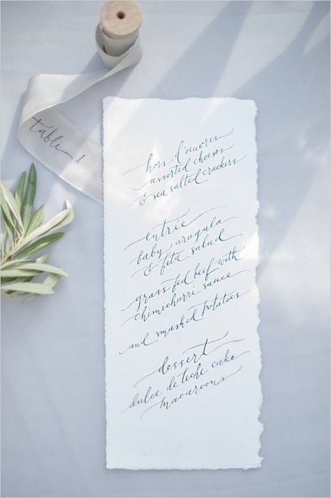 Beach shoot Wedding Table Menus, Menu Inspiration, Hand Calligraphy, Card Photography, Stationery Inspiration, Menu Card, Invitation Inspiration, Wedding Calligraphy, Wedding Art