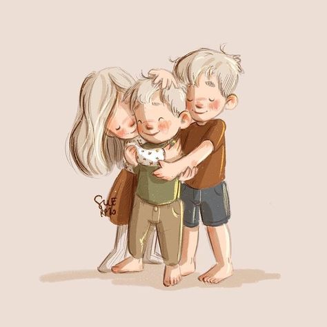 Siblings Illustration, Sue Rahel, Big Brother And Sister, Bisous Gif, Sweet People, Children's Book Characters, Good Conversation, Illustration Art Kids, Friends Illustration