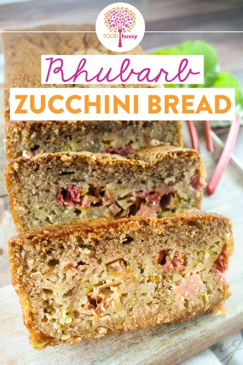 Rhubarb Zucchini Bread Zucchini And Rhubarb Bread, Zucchini And Rhubarb Recipes, Rhubarb Zucchini Bread Recipes, Rhubarb Cinnamon Bread, Zucchini Rhubarb Recipes, Zucchini Raisin Bread, Rhubarb Zucchini Muffins, Fun Breads, Rhubarb Recipes Bread