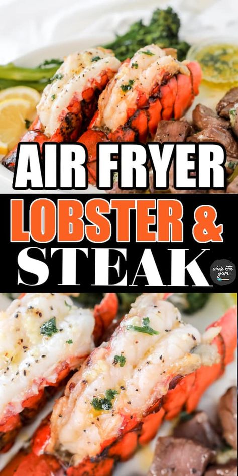 Air Fryer Lobster Tails, Air Fryer Lobster, Fried Lobster Tail, Fried Lobster, Steak And Lobster, Lobster Recipes Tail, Air Fryer Fish, Lobster Tail, How To Cook Lobster