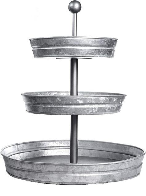 PRICES MAY VARY. 3-Tier Serving Tray 16-7/8" dia. x 18-1/8"H Metal Coffee Margarita, Tier Serving Tray, 3 Tier Serving Tray, Tiered Serving Stand, Margarita Bar, Outdoor Graduation Parties, Country Farmhouse Kitchen, Rustic Country Farmhouse, Outdoor Graduation