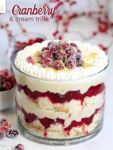 Cranberry Trifle, Christmas Trifle Recipes, Trifle Bowl Recipes, Trifle Dessert Recipes, Trifle Recipes, Christmas Trifle, Homemade Custard, Mandarin Oranges, Trifle Desserts