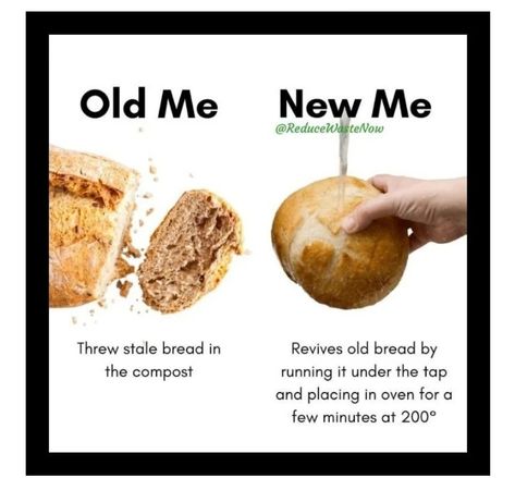 Old Me Vs New Me, Prevent Food Waste, Stale Bread, Food Saver, Reduce Food Waste, Food Facts, Reduce Waste, Save Earth, New Me