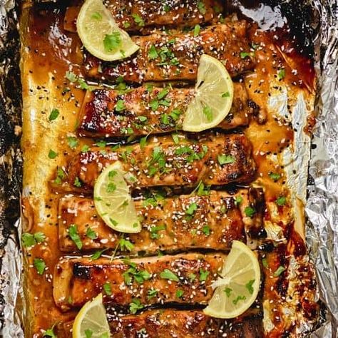 Baked Trout In Honey Mustard and Soy Sauce Glaze Trout Stew Recipes, Oven Baked Rainbow Trout, Keto Trout Recipe, Red Rainbow Trout Recipes, Salmon Trout Recipes, Trout Marinade Recipes, Trout Recipes Pan Seared, Sauce For Trout, Lake Trout Recipes Baked