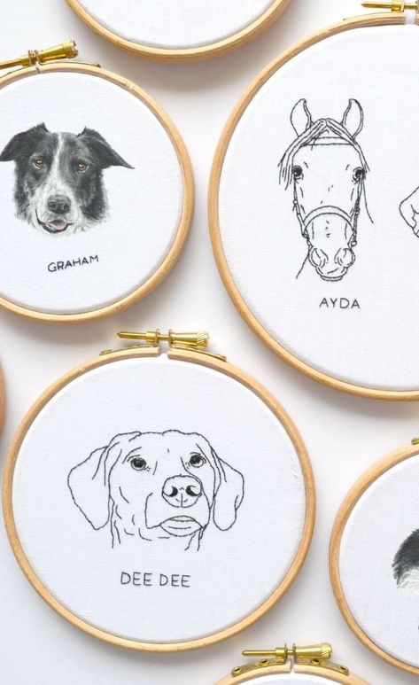 Commission a pet portrait that's different and not like the rest. These are perfect gifts for pet owners and pet parents who love spoiling their furbaby. Pet Embroidery Tutorial, Dog Face Embroidery, Pet Portrait Embroidery, Dog And Cat Embroidery Designs, Dog Portrait Embroidery, Portrait Embroidery, Dog Portraits Art, Classic Portraits, Special Gifts For Her