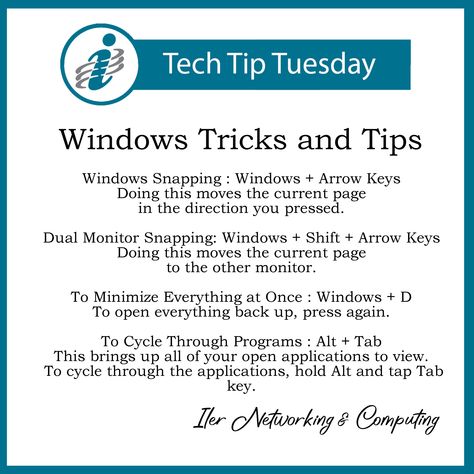 Tuesday Tech Tip! Tech Tip Tuesday, Tech Tuesday, Tip Tuesday, Tech Tips, Computer, Quick Saves