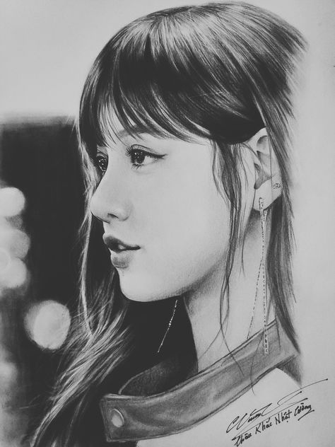 ArtStation - Lisa BlackPink, CKN Cuong Lisa Art Drawing, Lisa Blackpink Drawing, Lisa Sketch, Lisa Drawing, Blackpink Drawing, Portrait Drawing Tips, Pink Drawing, Pencil Portrait Drawing, Drawing Interior