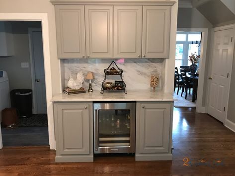 Dovetail Vs Dorian Gray, Dorian Gray Cabinets, Grey Painted Cabinets, Grey Bathroom Cabinets, Cabinets Gray, Gray Island, Grey Kitchen Island, Mindful Gray, Porch Addition