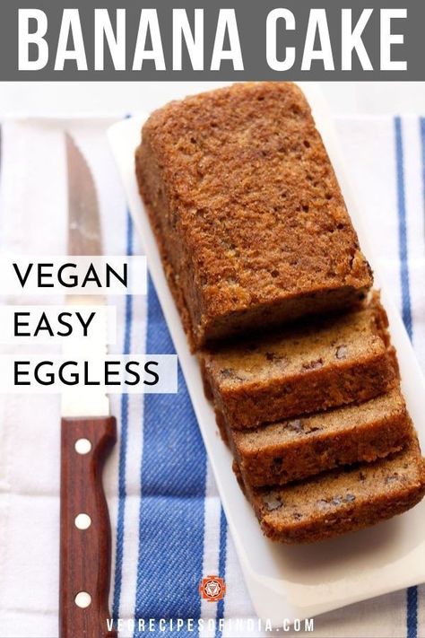 One bowl cake recipe of delicious whole wheat banana cake which is eggless as well as vegan. A quick and easy recipe which gives light, soft and moist cake. Whole Wheat Cake Recipe, Eggless Banana Cake Recipe, Banana Cake Vegan, Eggless Banana Cake, Eggless Banana Bread Recipe, Wheat Cake Recipe, Vegan Banana Cake, Eggless Cakes, Tea Cakes Recipes