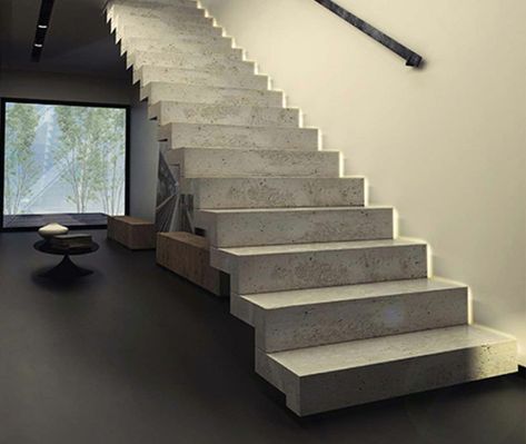 Finished Basement Stairs, Basement Stair Lighting, Stairs Concrete, Stairs Designs, Poured Concrete Patio, Spain House, Concrete Staircase, Interior Staircase, Stairs Design Modern