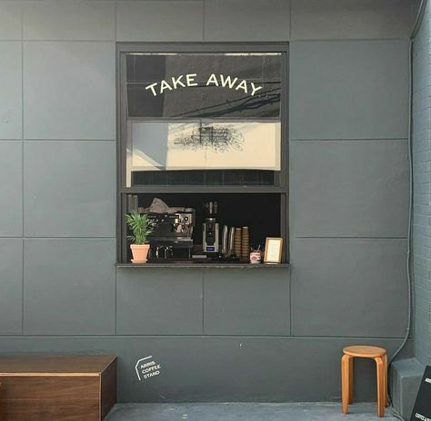 Takeout Window Design, Cafe Reference, Takeout Coffee, Mini Cafeteria, Coffee Content, Mobile Coffee Shop, Restaurant Icon, Small Coffee Shop, Aesthetic Objects