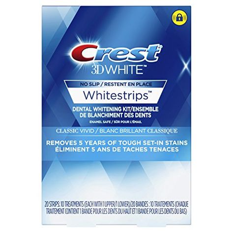 Crest 3D White Whitestrips Classic Vivid Kit, 20 Teeth Whitening Strips, 10 Treatments CREST Crest White Strips, Alcohol Free Mouthwash, Crest 3d White, Kids Toothpaste, Charcoal Toothpaste, Whitening Strips, Teeth Whitening Gel, Whiter Teeth, Teeth Whitening Strips