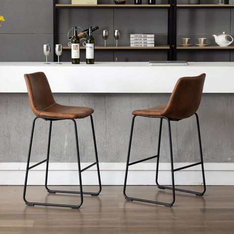 Barstool Chairs, Kursi Bar, Faux Leather Dining Chairs, Bar Stool Chairs, Leather Bar Stools, Leather Bar, Dining Space, Upholstered Seating, Leather Chair