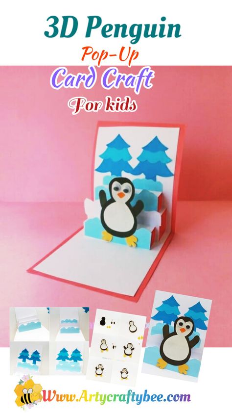 If you are looking for winter kid’s craft activities, try out this fun penguin pop up card.There are so many tricks for making pop-up cards, but if you are a beginner, this penguin pop-up card can be easy for you to make. Easy Pop Up Cards For Kids, Penguin Card Ideas, Ocean Theme Snacks, Penguin Pop Up Card, Penguin Craft Toddler Art Projects, Penguin Diarama For Kids, Penguin Cards Christmas, Theme Snack, Penguin Birthday