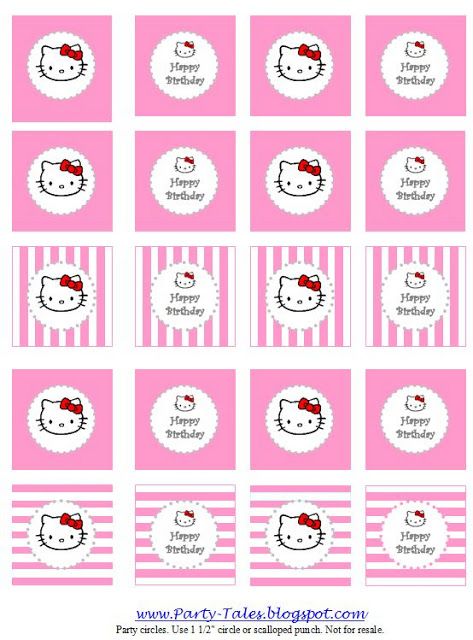 Party-Tales: ~ Party Printable ~ HELLO KITTY Party circles {Cupcake toppers, favor tags} Free download Hello Kitty Printable, Printable Hello Kitty, Hello Kitty Baby Shower, Kitty Birthday Party, Printable Cupcake Toppers, Tangled Birthday Party, Tangled Birthday, Hello Kitty Printables, Anniversaire Diy