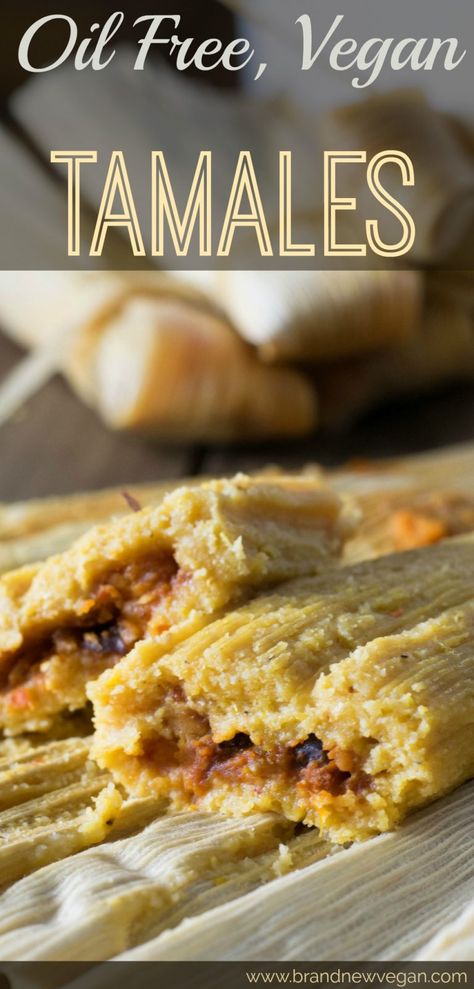 This year, I decided to make some homemade Tamales, and let me just say ... these Oil Free Vegan Tamales will definitely melt in your mouth and become a new holiday tradition! Plant Based Tamales, Vegan Traditional Mexican Food, Healthy Tamales Recipe, Vegan Mexican Side Dishes, Vegan Tamales Recipe, Veggie Tamales, Vegan Tamales, Homemade Tamales, Wfpb Diet