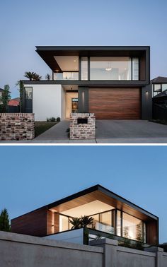 A combination of concrete, recycled bricks, solid timber, and black steel have been used throughout the design of the house. #ModernHouse #ModernArchitecture Recycled Brick, Small Modern Home, Modern Exterior House Designs, Exterior Wall Design, Family Of Five, Village House Design, Design Exterior, Modern House Plans, House Architecture Design