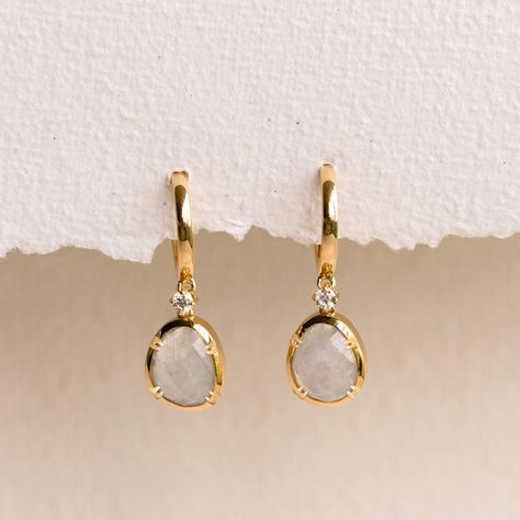 Ethereal Blue, White Moonstone, Moonstone Earrings, Sustainable Jewelry, Traditional Jewelry, Recycled Gold, Gold Drop Earrings, June Birth Stone, Jewelry Case