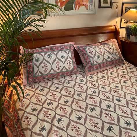 Mughal Motif Sanganeri Block Print cotton bedsheet. Two pillow covers included. Shop at www.houseofbonedi.com Price: 1950/- Shipping included . . . #houseofbonedi #cottonbedsheet #whitebedsheet #homedecor #cotton #blockprintbedsheet #handmade #design #bedroomdecor #indianddesign #bedroomdecor Bedsheet Design, Printed Bedsheets, White Bed Sheets, Cotton Bedsheets, Indian Block Print, Printed Sarees, Handmade Design, Bed Sheets, Block Print