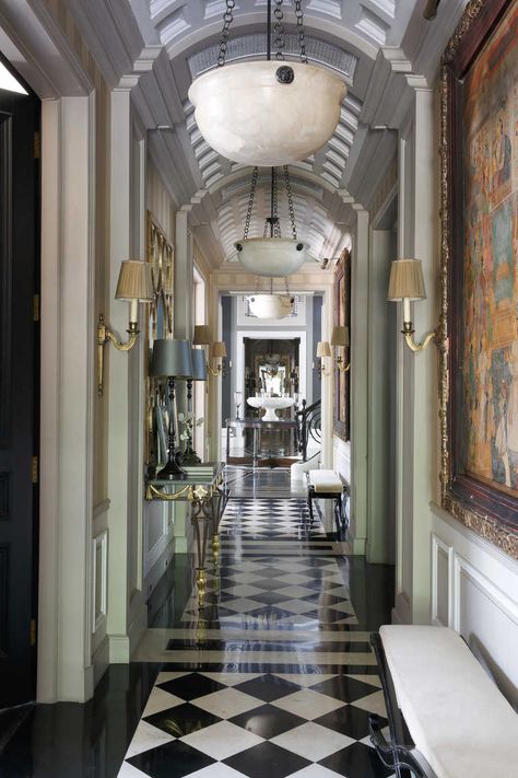 Chattarpur Farm House | Jean-Louis Deniot French Colonial Interior, Palace Hallway, Neo Classical Interior Design, Maximalism Interior, Classical Interior Design, Jean Louis Deniot, Entrance Halls, Classical Interior, White Floor