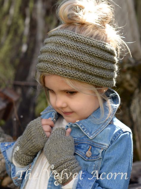 KNITTING PATTERN-The Ridgelyn Set Toddler Child by Thevelvetacorn Velvet Acorn, Knitted Headband, Creation Couture, Set Patterns, Knitting For Kids, Knitted Hat, Knitting Inspiration, Baby Knitting Patterns, Free Knitting