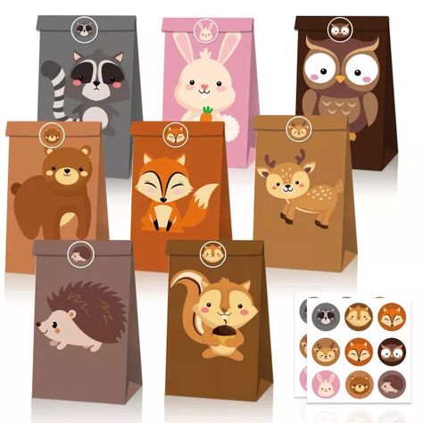 Woodland Creatures Party, Woodland Stickers, Woodland Party Decorations, Birthday Party Goodie Bags, Jungle Thema, Jungle Safari Birthday, Party Animals, Safari Birthday, Safari Theme