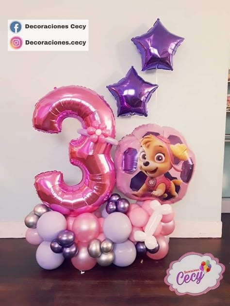 Skye Paw Patrol Balloons, Skye Paw Patrol Balloon Garland, Skye 3rd Birthday, Paw Patrol Skye Balloons, 3rd Birthday Paw Patrol Girl, Paw Patrol Skye Birthday Party, Paw Patrol Party Ideas Skye, Skye Birthday Party Decorations, Girl Paw Patrol Birthday Party