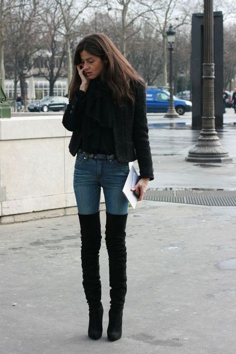 Photo Miranda Kerr Street Style, Knee Boots Outfit, High Boots Outfit, Mode Inspiration, Boots Outfit, Fall Winter Outfits, Look Fashion, Autumn Winter Fashion, Knee Boots