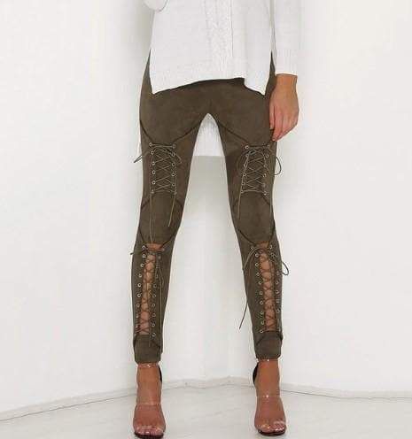 9aa42b31882ec039965f3c4923ce901bdesc51651259ri Bandage Leggings, Lace Up Trousers, Lace Up Leggings, Corduroy Material, Suede Leggings, Suede Pants, Velvet Trousers, Leather Pants Women, Winter Leggings