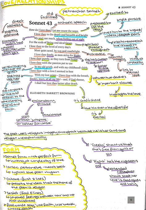 Poetry analysis of sonnet 43 by Elizabeth Barrett Browning Sonnet 43 Elizabeth Barrett Browning, Sonnet 43 Annotations, Sonnet 116 Analysis, Wjec Eduqas Gcse Poetry Anthology, Poetry Anthology Project Ideas, Annotating Shakespeare, Eduqas Poetry Anthology, Poetry Anthology Gcse Annotations, Poetry English Literature