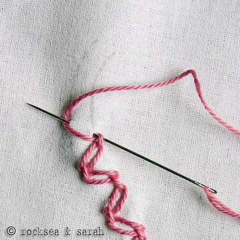 Cable Chain Stitch, Chain Embroidery, Chain Stitch Embroidery, Embroidery Hand, Basic Embroidery Stitches, Hand Embroidery Tutorial, Embroidery Tutorial, Embroidery Stitches Tutorial, Embroidery Gifts