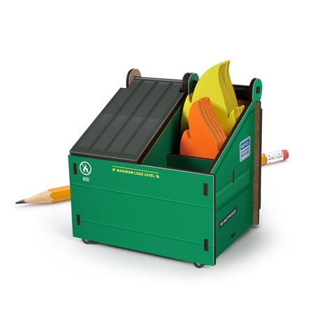 DESK DUMPSTER Cubicle Accessories, Desk Caddy, Simple Pop, Dumpster Fire, Pens And Pencils, Garbage Can, Modern Times, Flat Pack, Pencil Holder