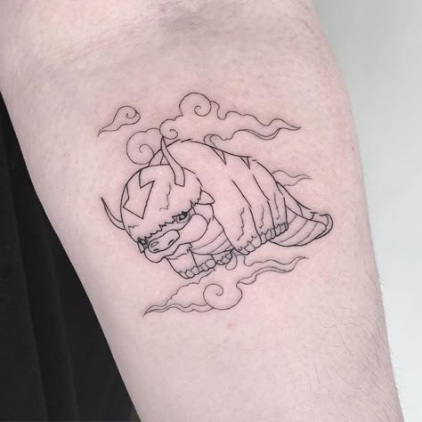 Appa From Avatar, Atla Tattoo, Alchemy Tattoo, Avatar Tattoo, Small Hand Tattoos, Line Art Tattoos, Tattoo Art Drawings, Funny Tattoos, Tattoo Flash Art